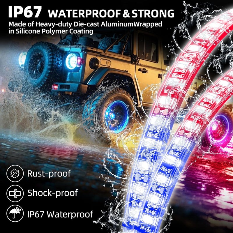 Tavaray 4PCS 15.5" RGB LED Wheel Ring Lights with APP & Remote Control, 178+DIY Dynamic Modes w/Turn Signal Braking and Reverse Function, IP67 Waterproof Wheel Lights for Trucks Pickups Cars Offroad - Image 5
